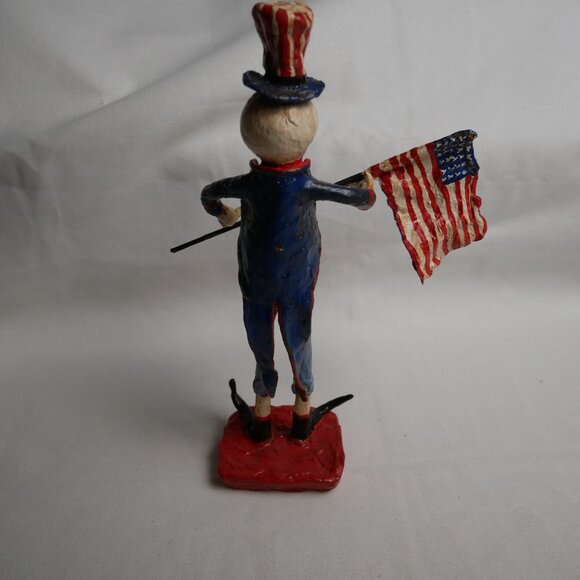 Andy Faye Uncle Sam Snowman Figurine Holding American Flag 2001 Limited 5/10 - Picture 2 of 8